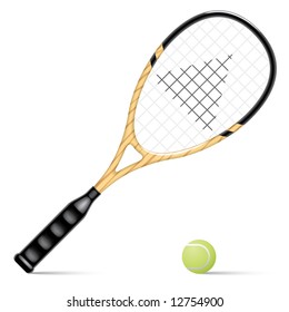 Vector racket and a tennis ball