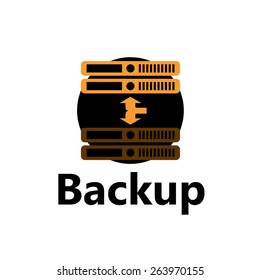 Vector rackmount technologic icon - backup yellow