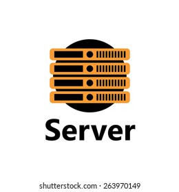 Vector rackmount technologic icon - server yellow