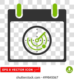 Vector Radar Calendar Day EPS vector pictogram. Illustration style is flat iconic bicolor eco green and gray symbol on a transparent background.