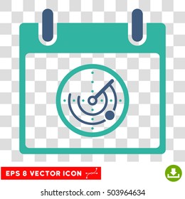 Vector Radar Calendar Day EPS vector pictogram. Illustration style is flat iconic bicolor cobalt and cyan symbol on a transparent background.