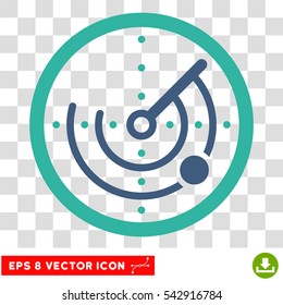 Vector Radar EPS vector icon. Illustration style is flat iconic bicolor cobalt and cyan symbol on a transparent background.