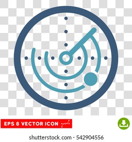 Vector Radar EPS vector pictogram. Illustration style is flat iconic bicolor cyan and blue symbol on a transparent background.