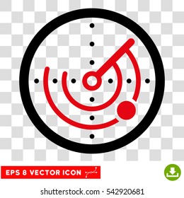 Vector Radar EPS vector pictograph. Illustration style is flat iconic bicolor intensive red and black symbol on a transparent background.