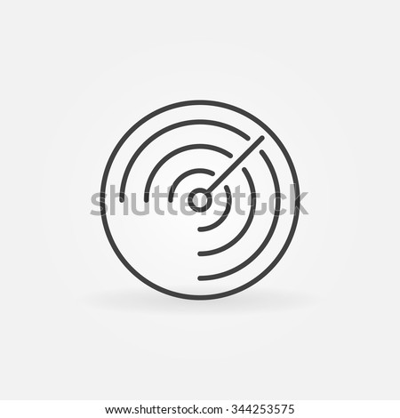 Vector radar icon - linear radiolocation sign or design element