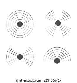 Vector radar icons. Sonar sound waves