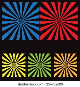 Vector Radial Background in five color sets 