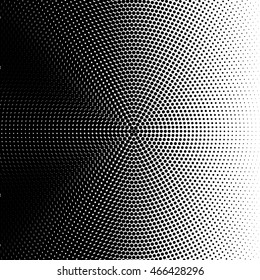 Vector radial dots. Black dots on white 