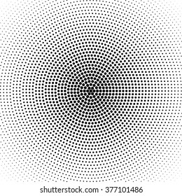 Vector Radial Gradient Halftone Black Background Dotted Pattern. Dot Decoration