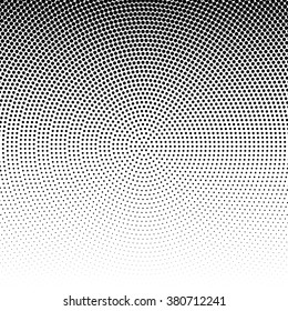 Vector radial halftone black background pattern on white. Abstract vector black and white dotted halftone background. Dot pattern