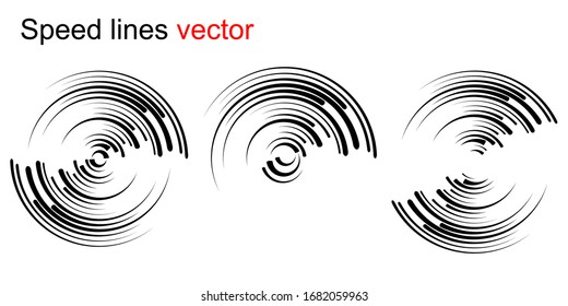 Vector radial speed line,Circular speed line,Black speed lines on a white background