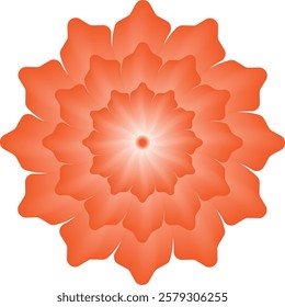 Vector radiant mandala orange petal flower. A symmetrical design.