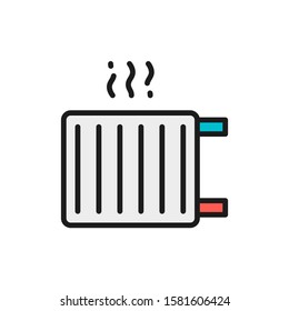 Vector radiator, heater, heat system flat color line icon.