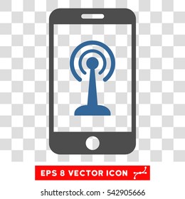 Vector Radio Control Smartphone EPS vector pictograph. Illustration style is flat iconic bicolor cobalt and gray symbol on a transparent background.