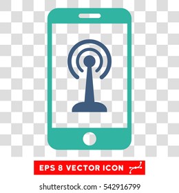 Vector Radio Control Smartphone EPS vector pictograph. Illustration style is flat iconic bicolor cobalt and cyan symbol on a transparent background.