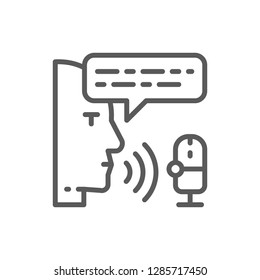 Vector radio host, sound record, broadcast, dj line icon. Symbol and sign illustration design. Isolated on white background