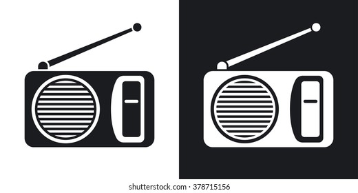 Vector radio icon. Two-tone version on black and white background