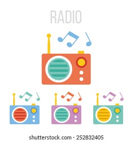 Vector radio icons. 