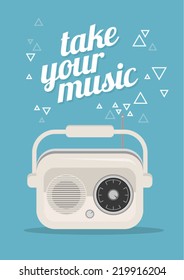 Vector radio illustration with text space