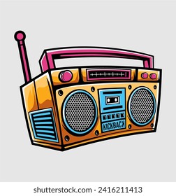 una ilustración vectorial de radio retro vintage fondo aislado