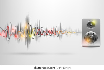 vector radio sound wave red on backgound gray