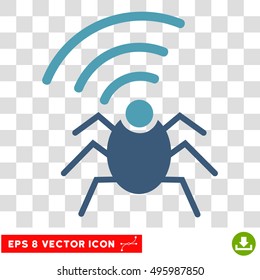 Vector Radio Spy Bug EPS vector pictogram. Illustration style is flat iconic bicolor cyan and blue symbol on a transparent background.