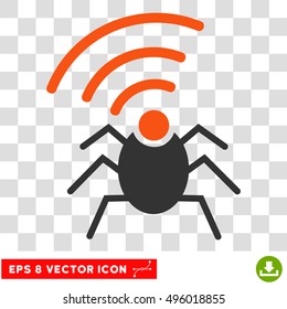 Vector Radio Spy Bug EPS vector icon. Illustration style is flat iconic bicolor orange and gray symbol on a transparent background.
