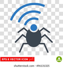 Vector Radio Spy Bug EPS vector pictogram. Illustration style is flat iconic bicolor smooth blue symbol on a transparent background.