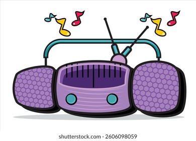 Vector radio tape on white background