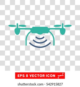 Vector Radio Transmitter Drone EPS vector pictograph. Illustration style is flat iconic bicolor cobalt and cyan symbol on a transparent background.