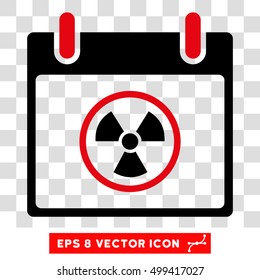 Vector Radioactive Calendar Day EPS vector pictogram. Illustration style is flat iconic bicolor intensive red and black symbol on a transparent background.