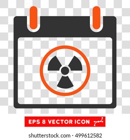 Vector Radioactive Calendar Day EPS vector pictograph. Illustration style is flat iconic bicolor orange and gray symbol on a transparent background.
