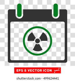 Vector Radioactive Calendar Day EPS vector pictogram. Illustration style is flat iconic bicolor green and gray symbol on a transparent background.
