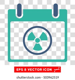 Vector Radioactive Calendar Day EPS vector pictogram. Illustration style is flat iconic bicolor cobalt and cyan symbol on a transparent background.