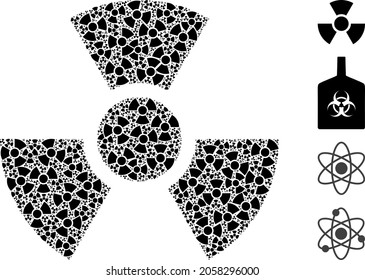 Vector radioactivity mosaic is made of scattered fractal radioactivity elements. Fractal combination of radioactivity.