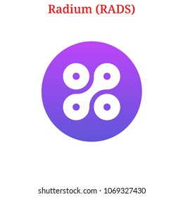 Vector Radium (RADS) digital cryptocurrency logo. Radium (RADS) icon. Vector illustration isolated on white background.