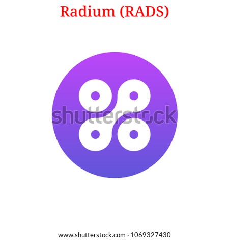 Vector Radium (RADS) digital cryptocurrency logo. Radium (RADS) icon. Vector illustration isolated on white background.