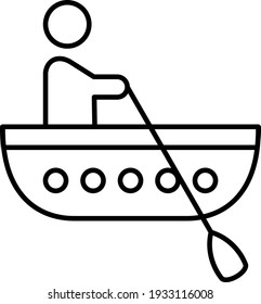 Vector Rafting Outline Icon Design
