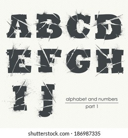 Vector Ragged Grunge Alphabet With Ink Splatter - Part 1