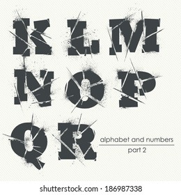 Vector Ragged Grunge Alphabet With Ink Splatter - Part 2