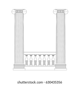 vector railing line work black paint on the white background