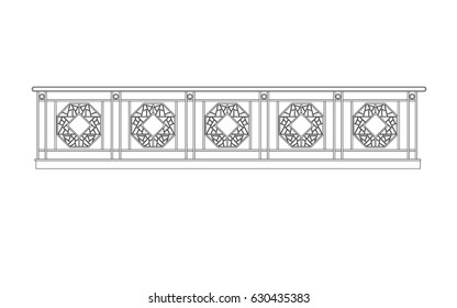 vector railing line work black paint on the white background