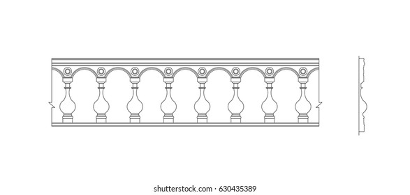 vector railing line work black paint on the white background