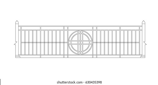 vector railing line work black paint on the white background