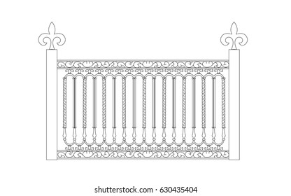 vector railing line work black paint on the white background