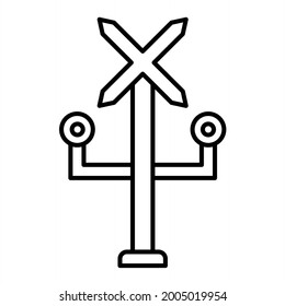 Vector Railroad Crossing Outline Icon Design
