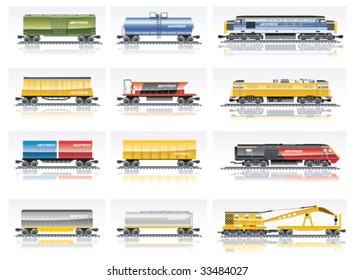 Vector railroad transportation icon set. Part 1