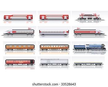 Vector railroad transportation icon set. Part 2