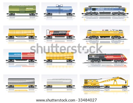 Vector railroad transportation icon set. Part 1