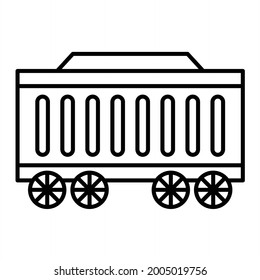 Vector Railway Carriage Outline Icon Design
